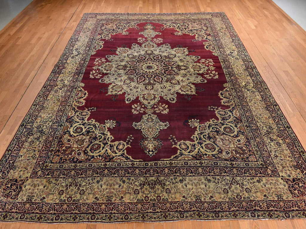 Vintage Hand Knotted Red Wool Rectangle Oriental Rug 10'10" x 15'3"