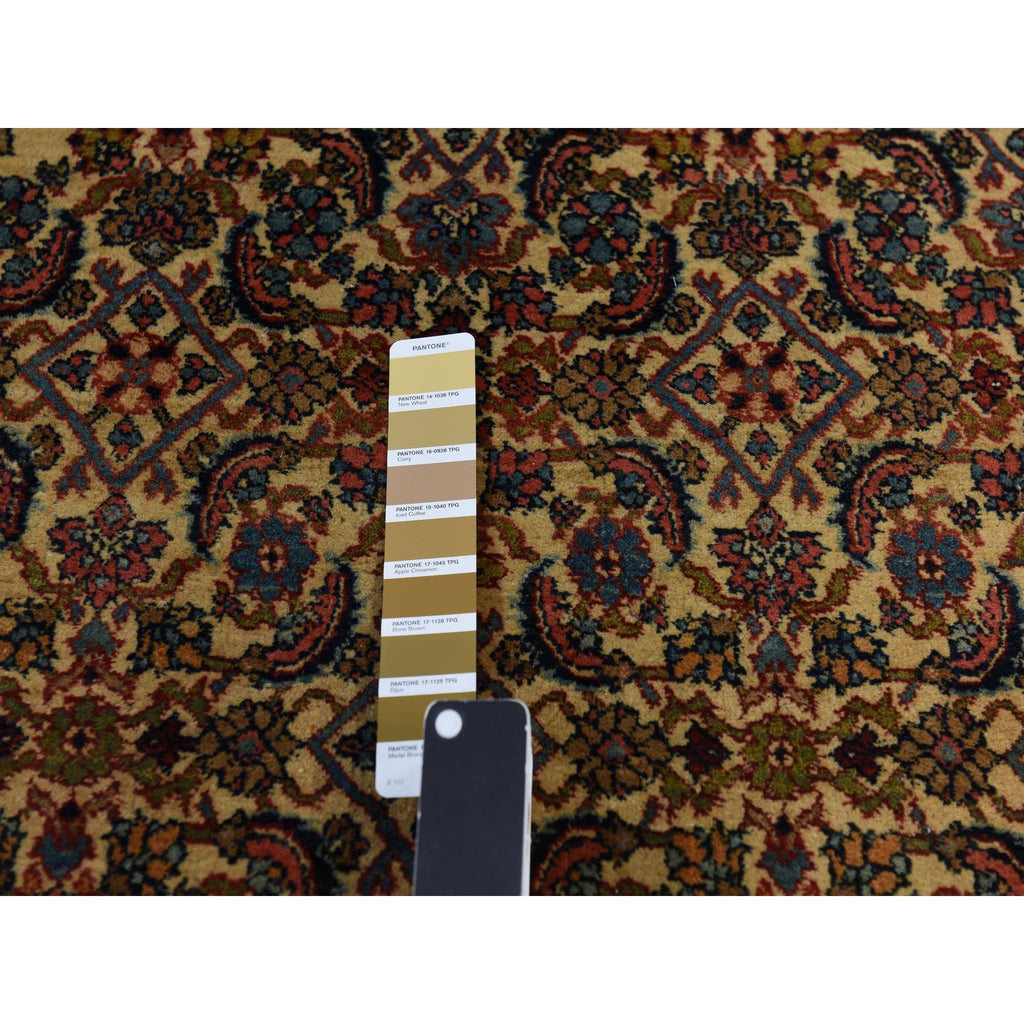 Vintage Hand Knotted Yellow Wool Rectangle Oriental Rug 10'5" x 13'8"