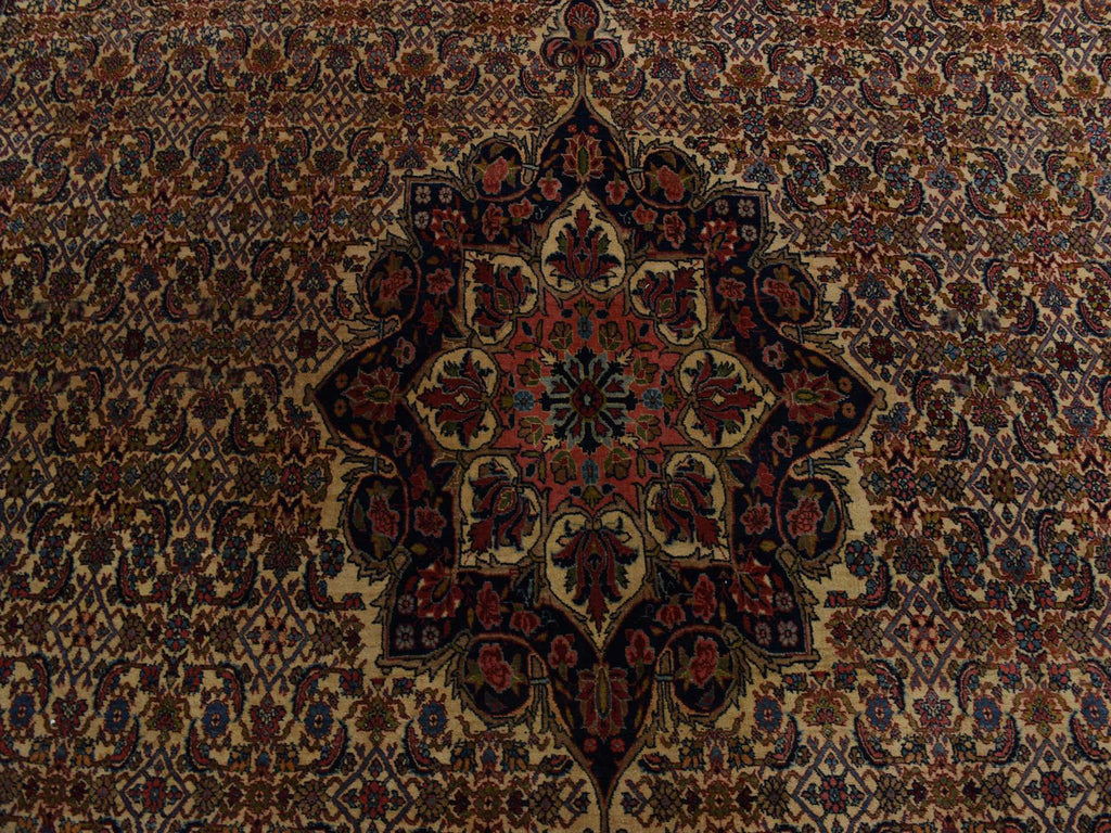 Vintage Hand Knotted Yellow Wool Rectangle Oriental Rug 10'5" x 13'8"