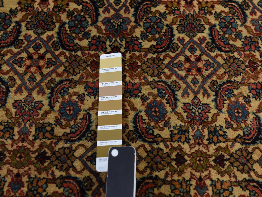 Vintage Hand Knotted Yellow Wool Rectangle Oriental Rug 10'5" x 13'8"