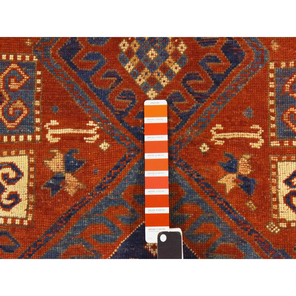 Vintage Hand Knotted Red Wool Rectangle Oriental Rug 4'3" x 6'3"