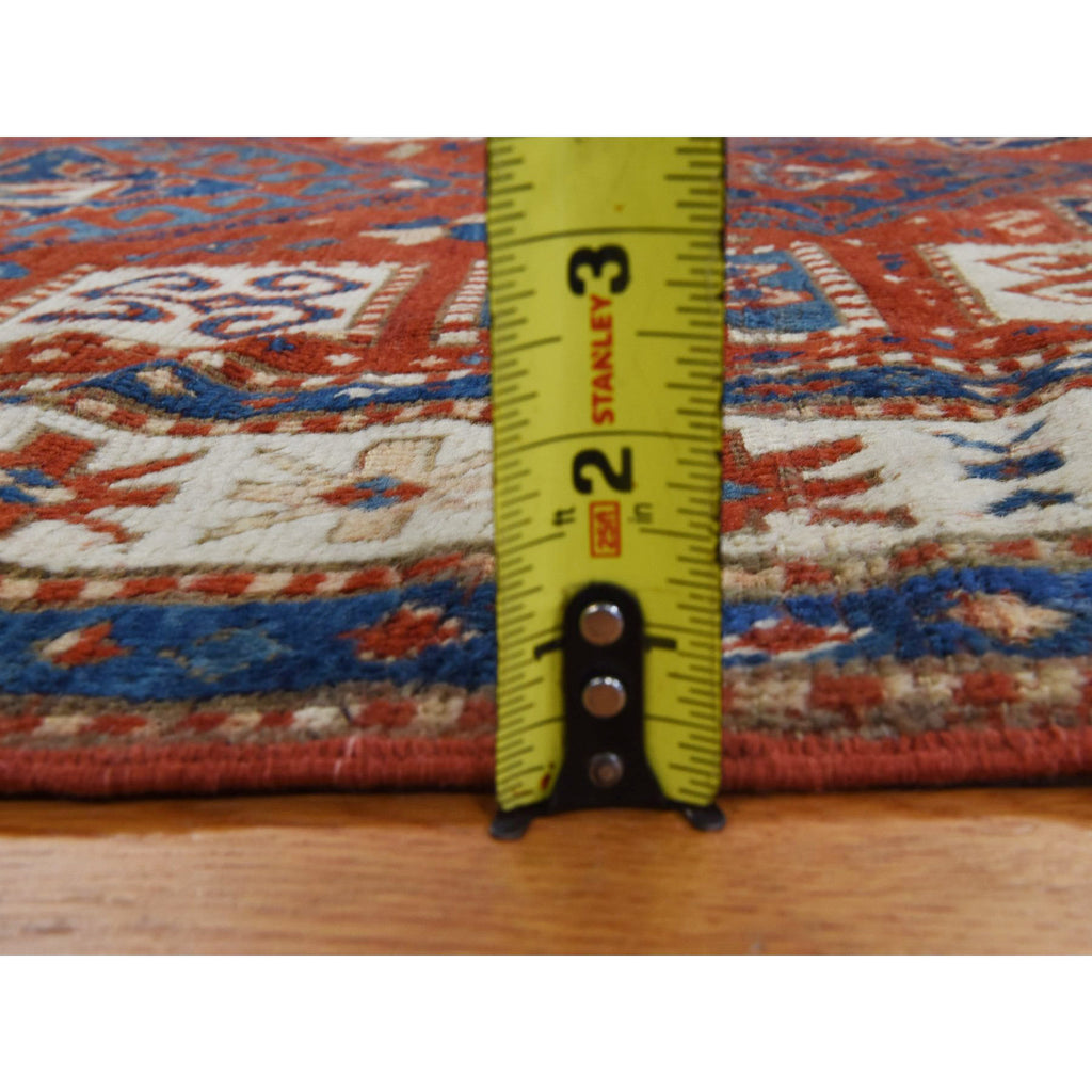 Vintage Hand Knotted Red Wool Rectangle Oriental Rug 4'3" x 6'3"