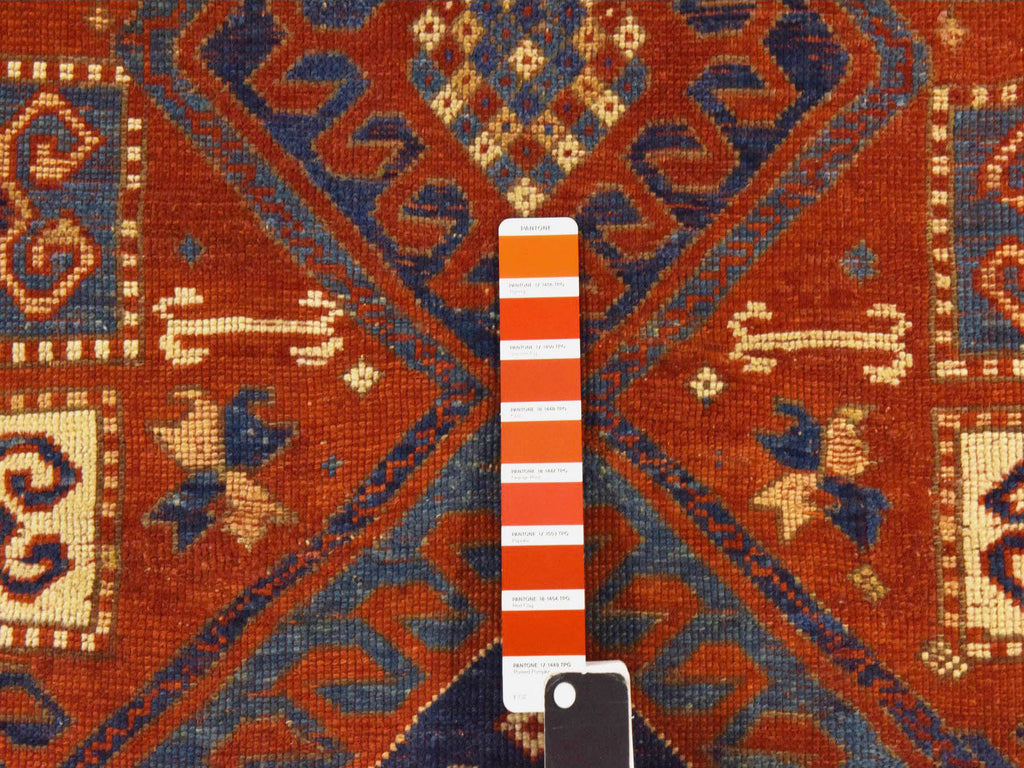 Vintage Hand Knotted Red Wool Rectangle Oriental Rug 4'3" x 6'3"