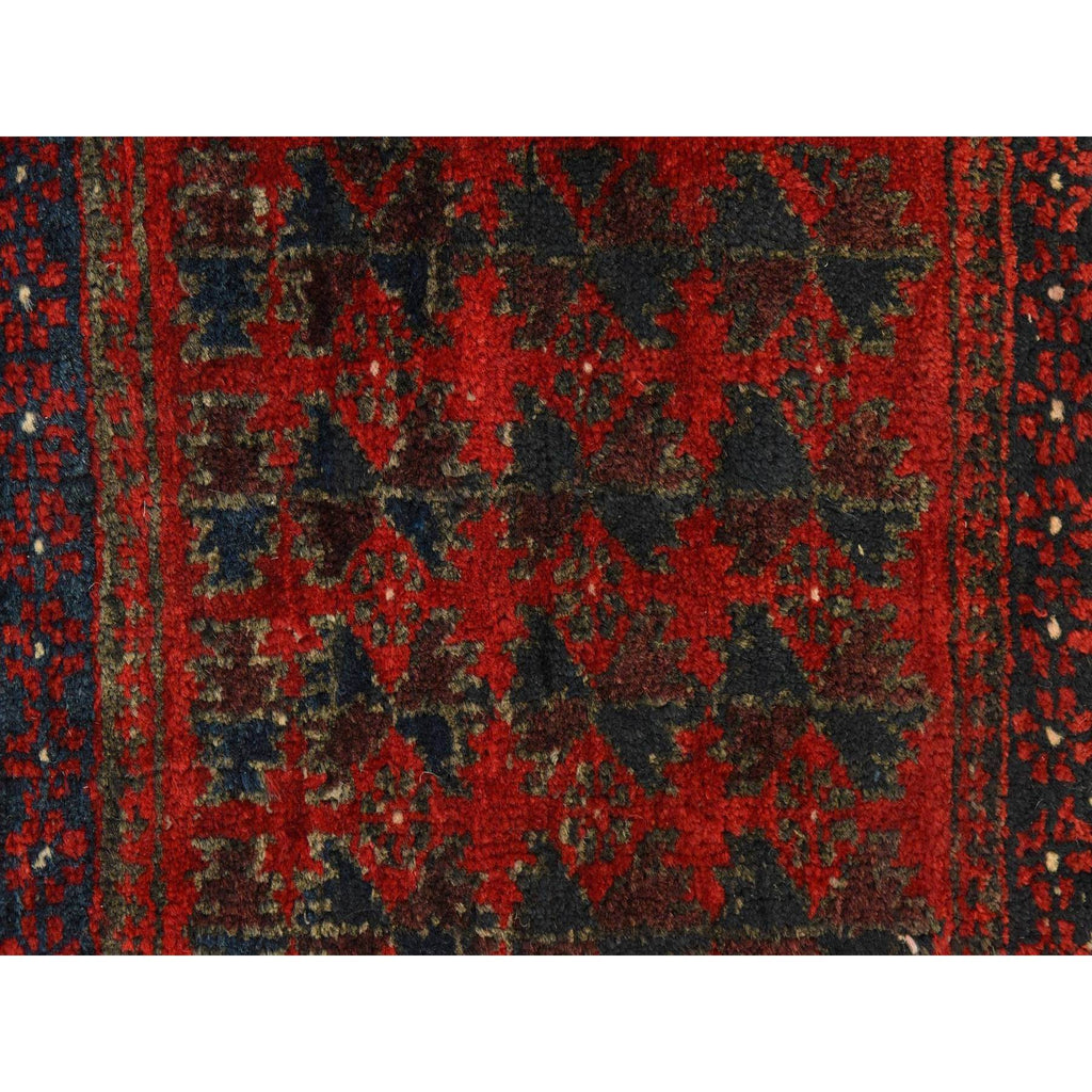 Vintage Hand Knotted Red Wool Square Oriental Rug 2'4" x 2'4"