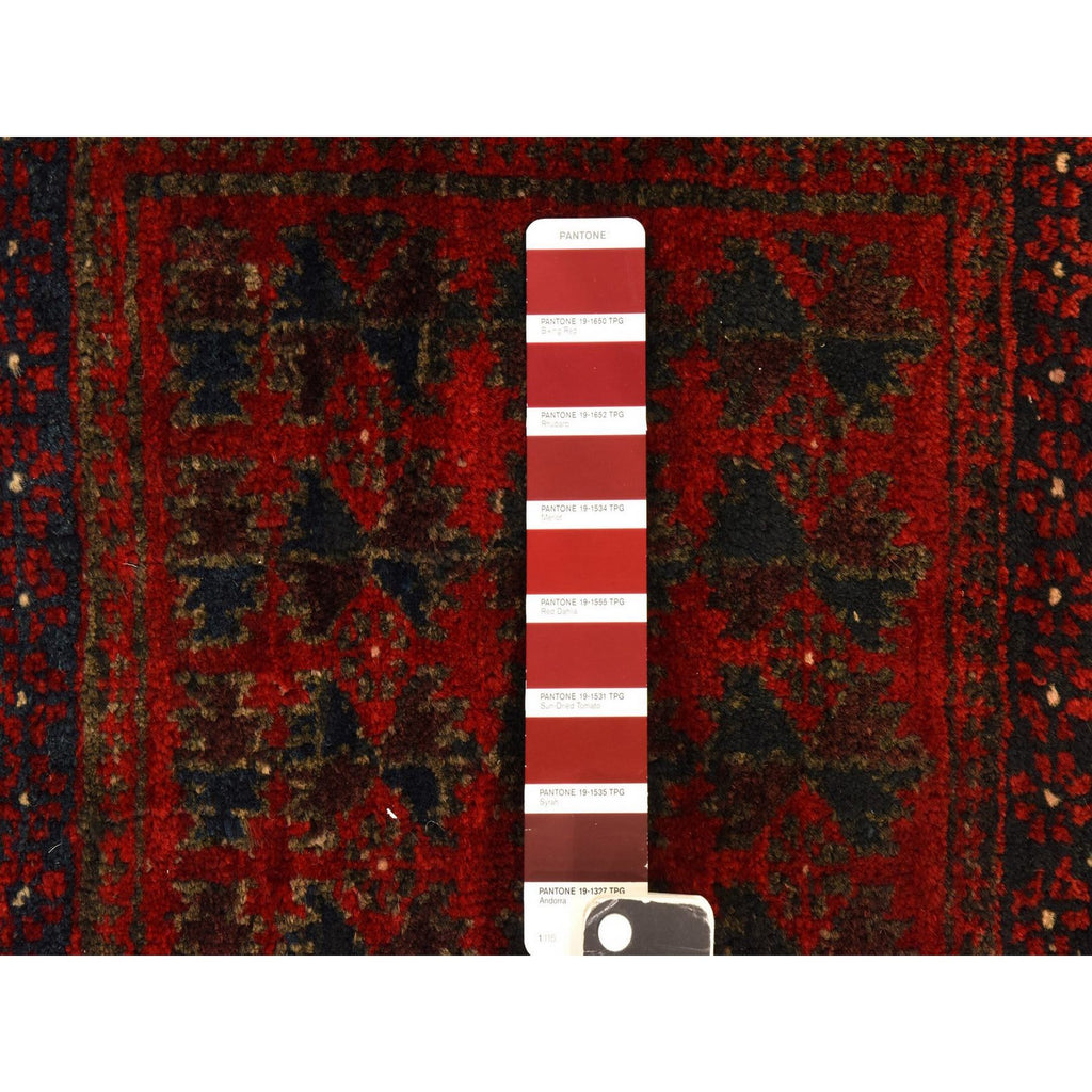 Vintage Hand Knotted Red Wool Square Oriental Rug 2'4" x 2'4"