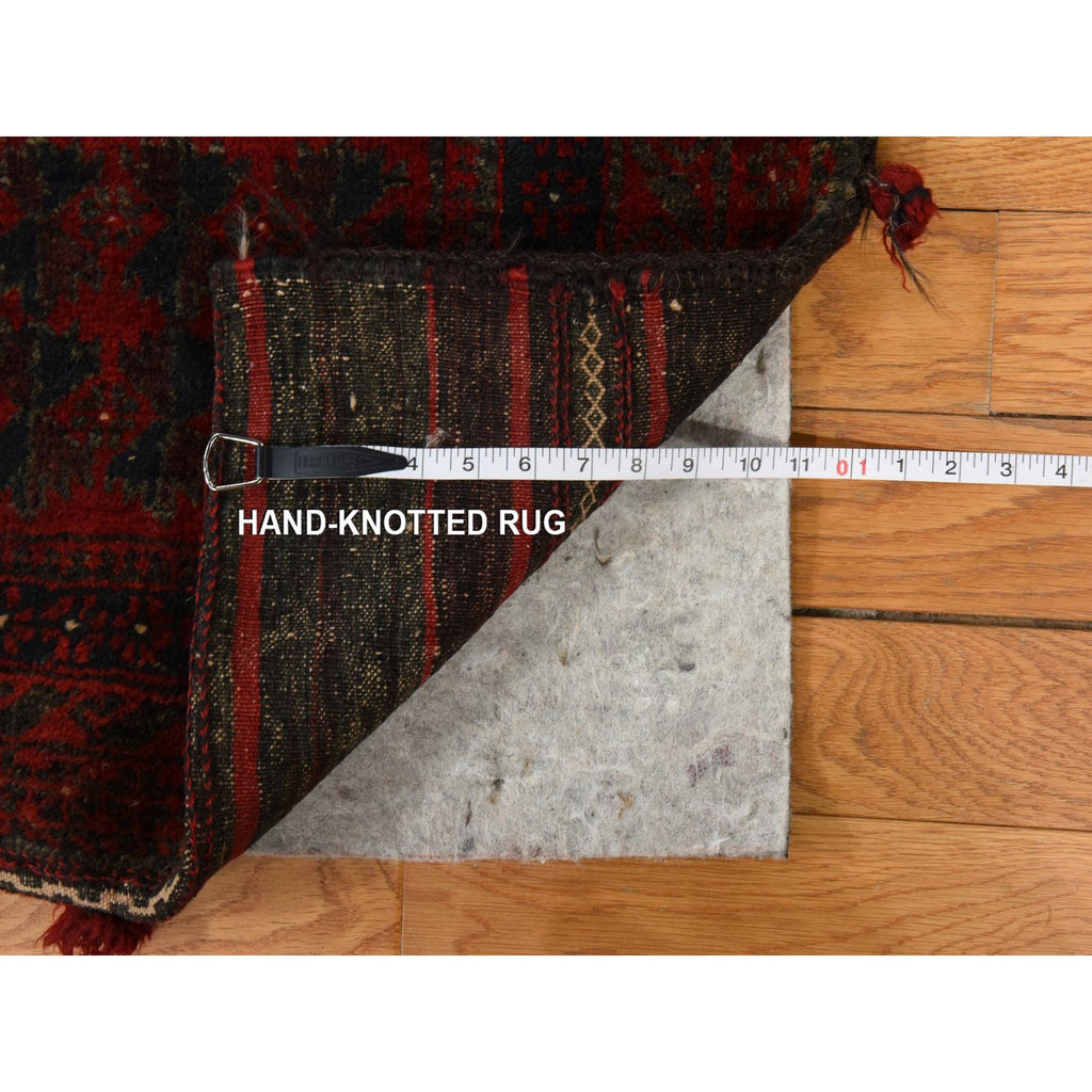 Vintage Hand Knotted Red Wool Square Oriental Rug 2'4" x 2'4"