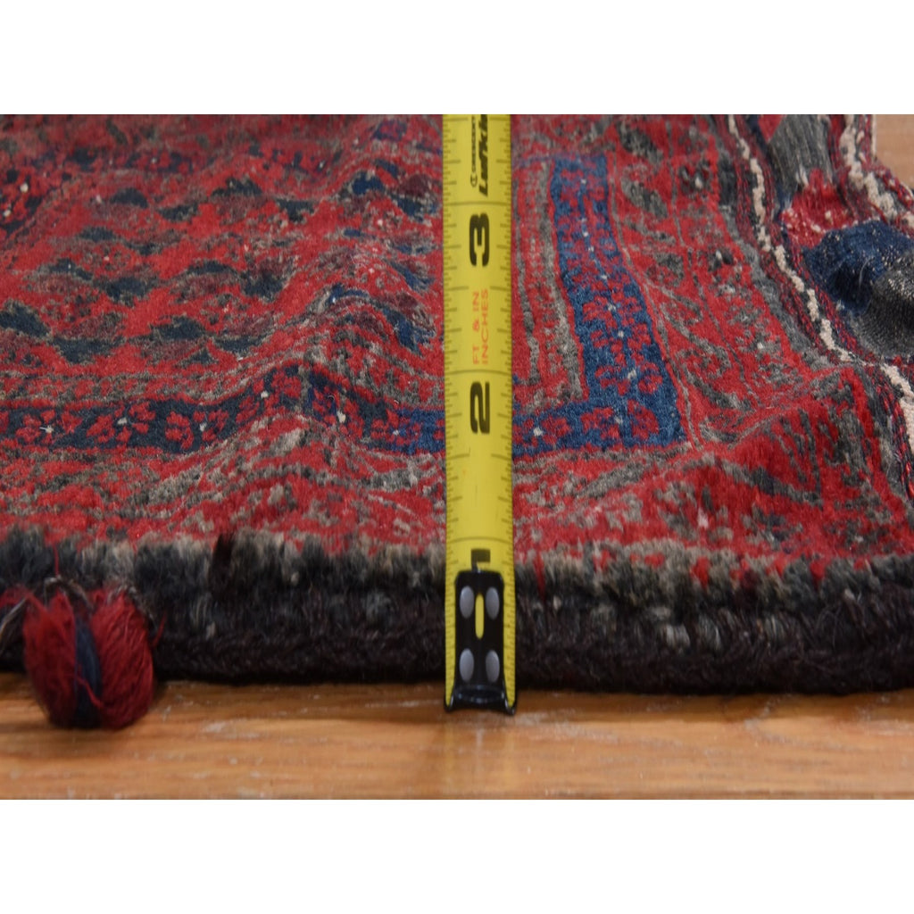 Vintage Hand Knotted Red Wool Square Oriental Rug 2'4" x 2'4"