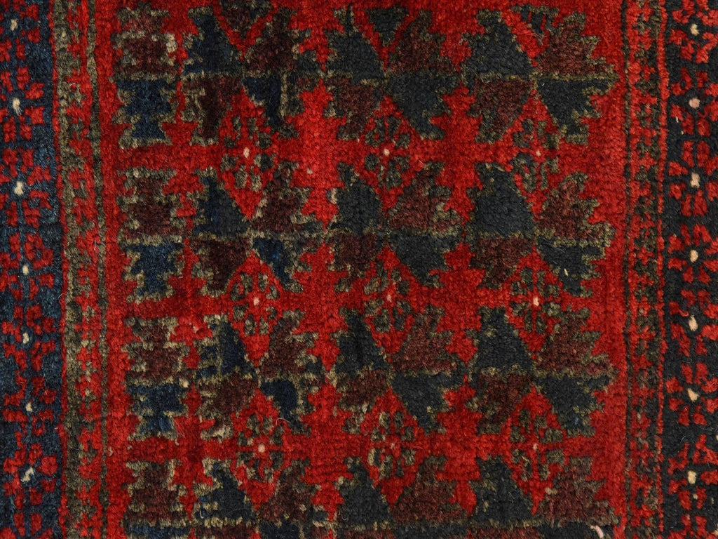 Vintage Hand Knotted Red Wool Square Oriental Rug 2'4" x 2'4"