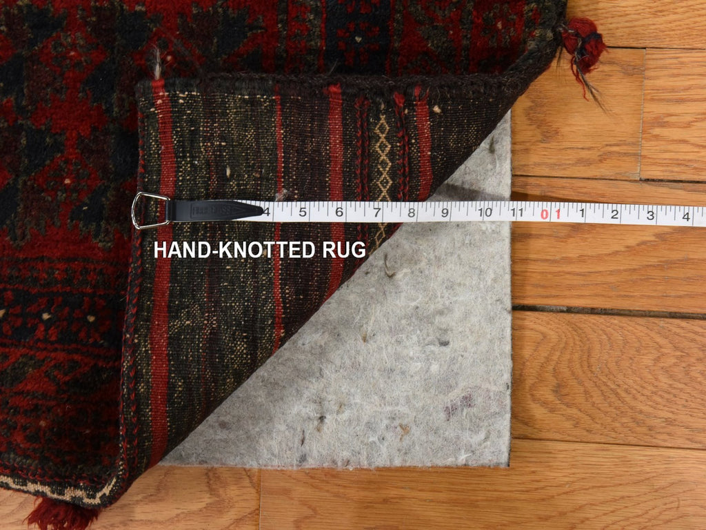 Vintage Hand Knotted Red Wool Square Oriental Rug 2'4" x 2'4"