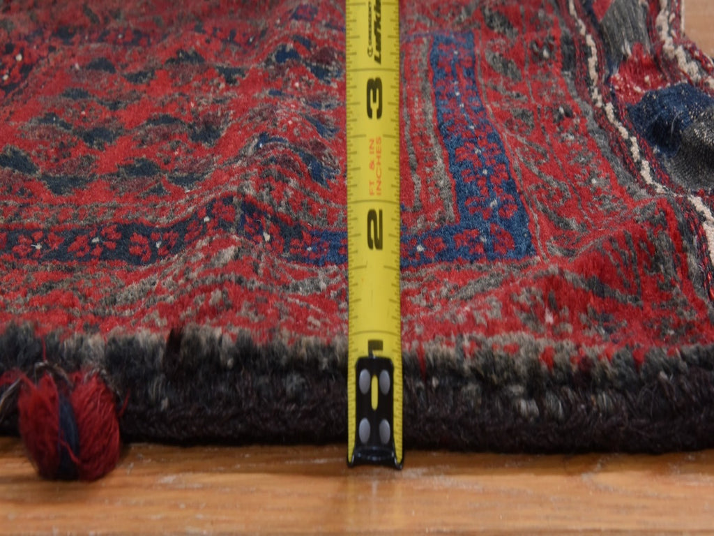 Vintage Hand Knotted Red Wool Square Oriental Rug 2'4" x 2'4"