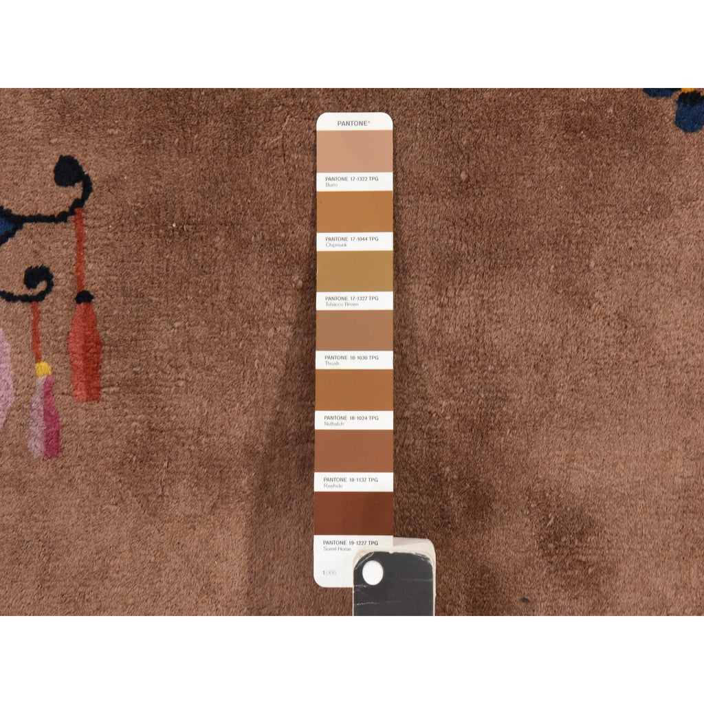 Vintage Hand Knotted Brown Wool Rectangle Oriental Rug 10'1" x 14'2"