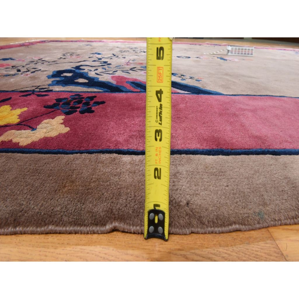 Vintage Hand Knotted Brown Wool Rectangle Oriental Rug 10'1" x 14'2"