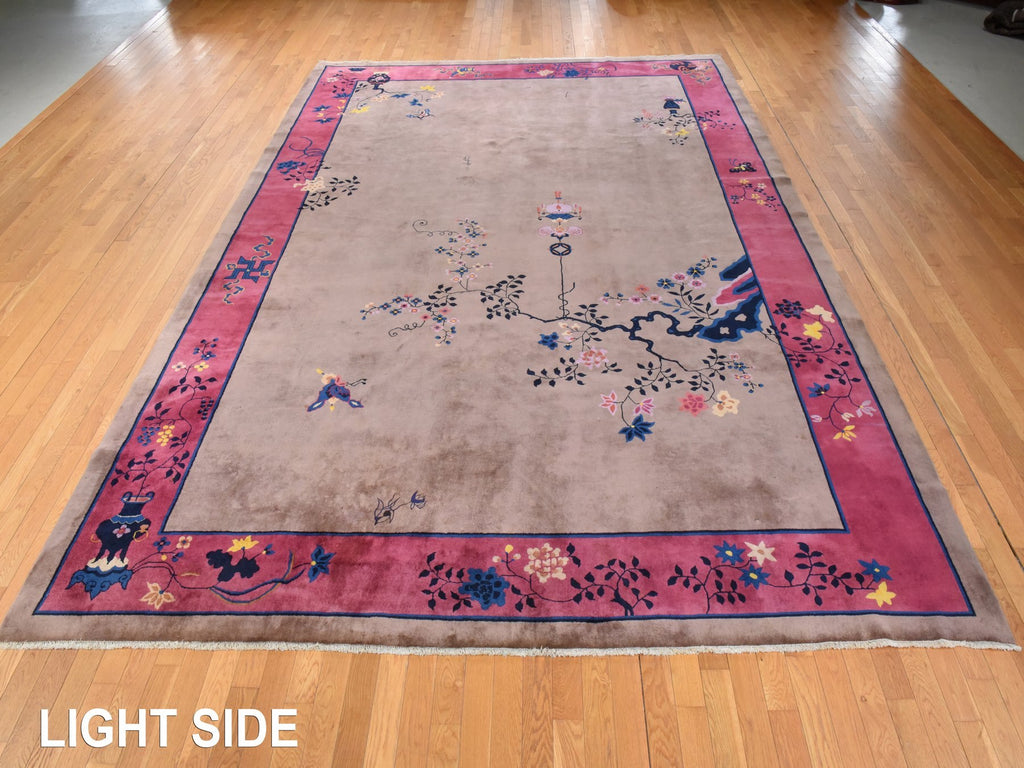 Vintage Hand Knotted Brown Wool Rectangle Oriental Rug 10'1" x 14'2"