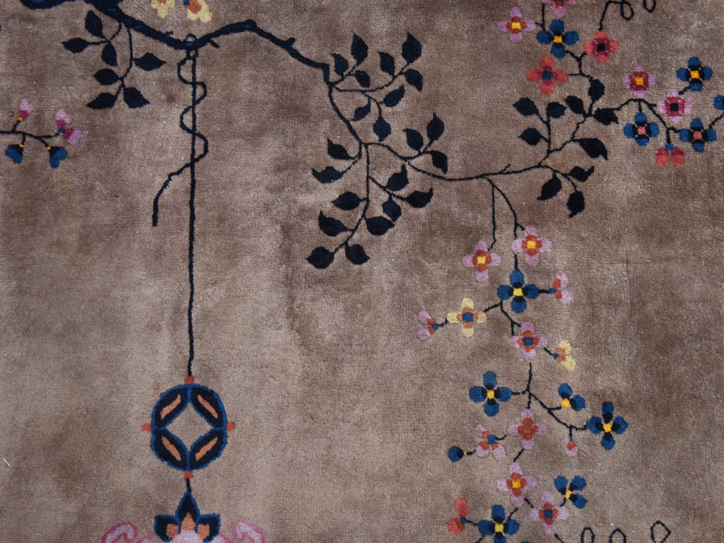 Vintage Hand Knotted Brown Wool Rectangle Oriental Rug 10'1" x 14'2"