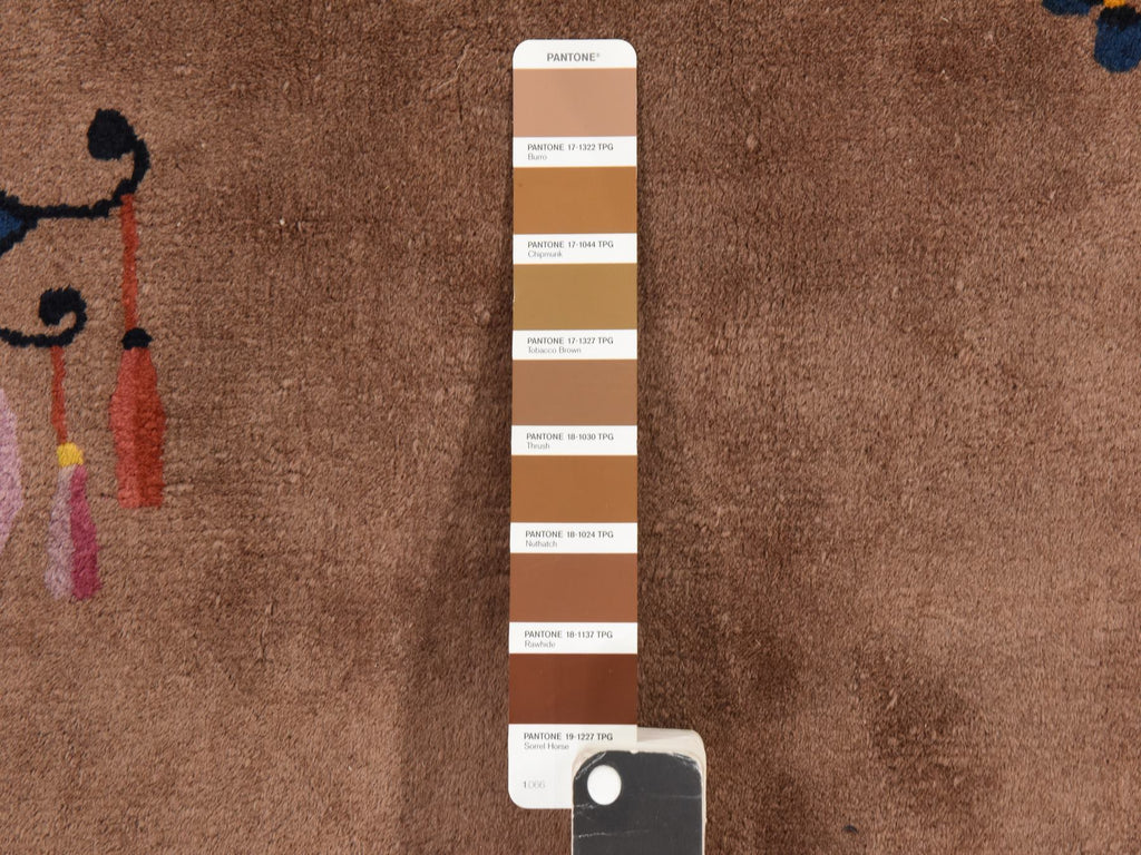 Vintage Hand Knotted Brown Wool Rectangle Oriental Rug 10'1" x 14'2"