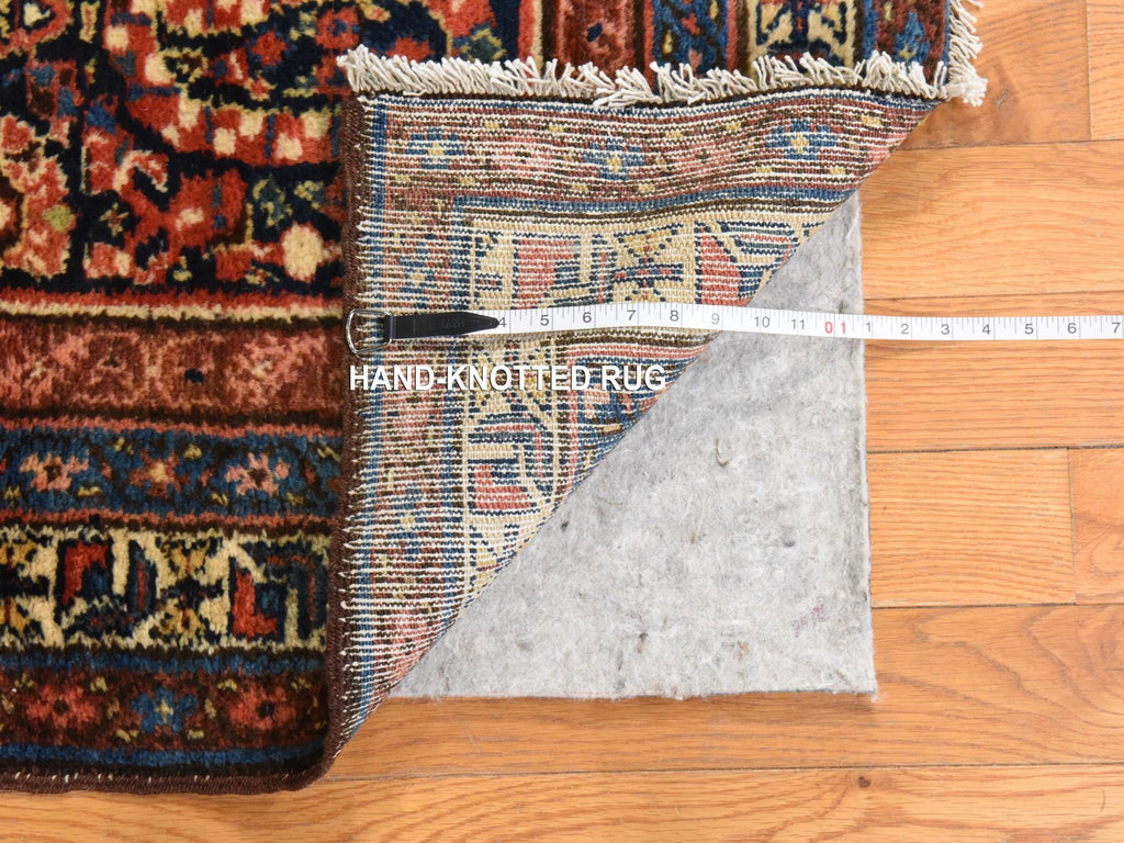 Vintage Hand Knotted Blue Wool Runner Oriental Rug 3'10" x 12'5"