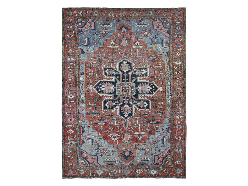 Vintage Hand Knotted Red Wool Rectangle Oriental Rug 8'7" x 12'0"