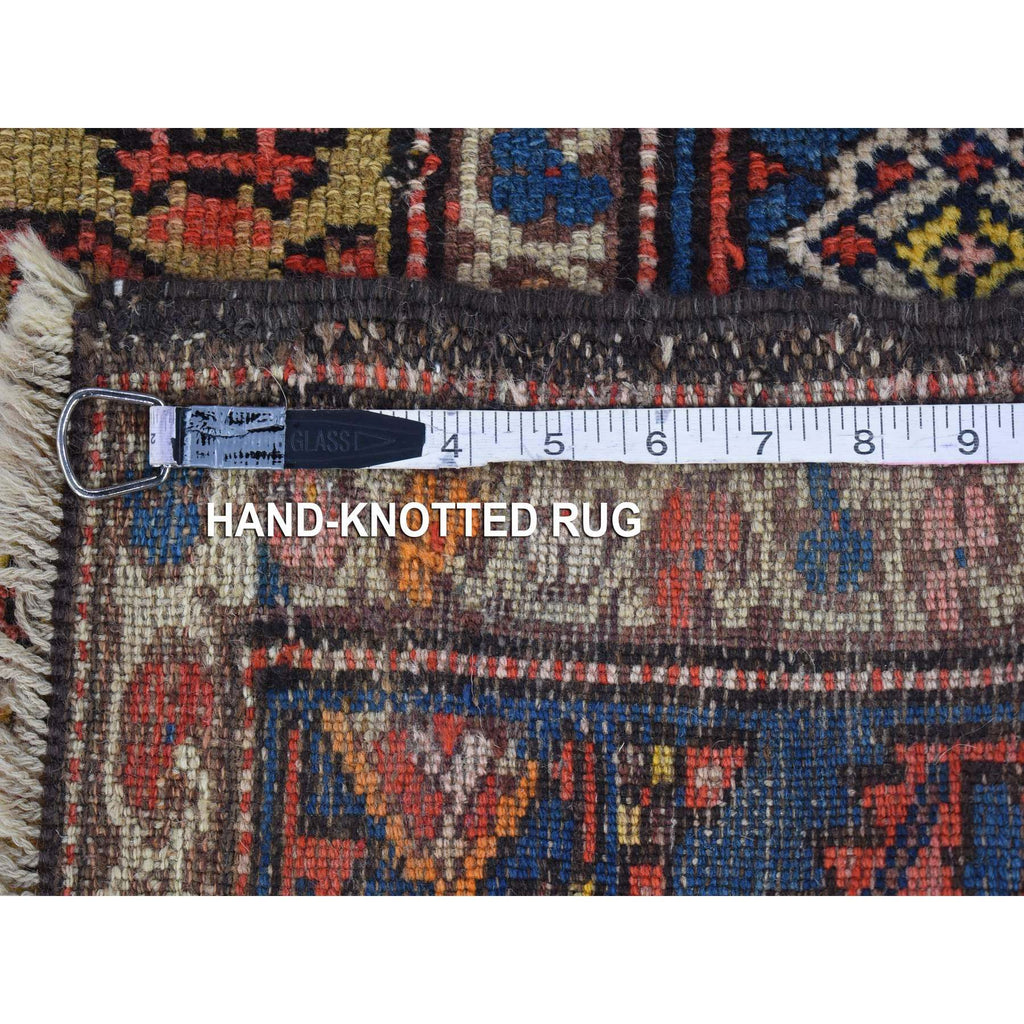 Vintage Hand Knotted Yellow Wool Runner Oriental Rug 4'0" x 10'3"