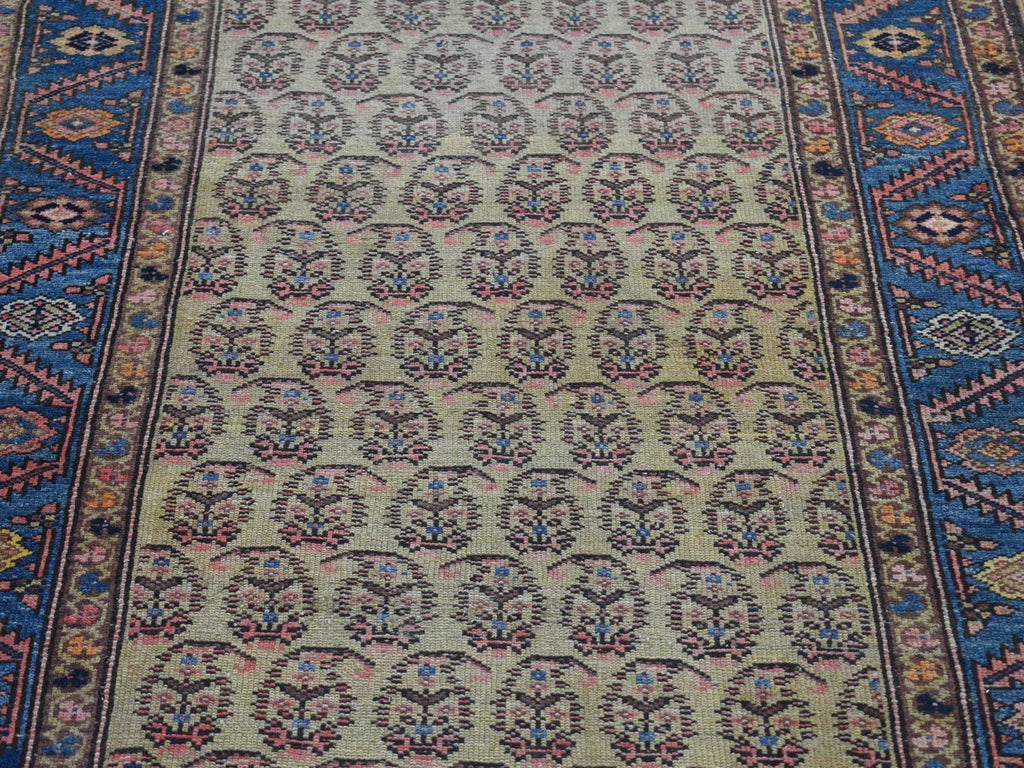 Vintage Hand Knotted Yellow Wool Runner Oriental Rug 4'0" x 10'3"