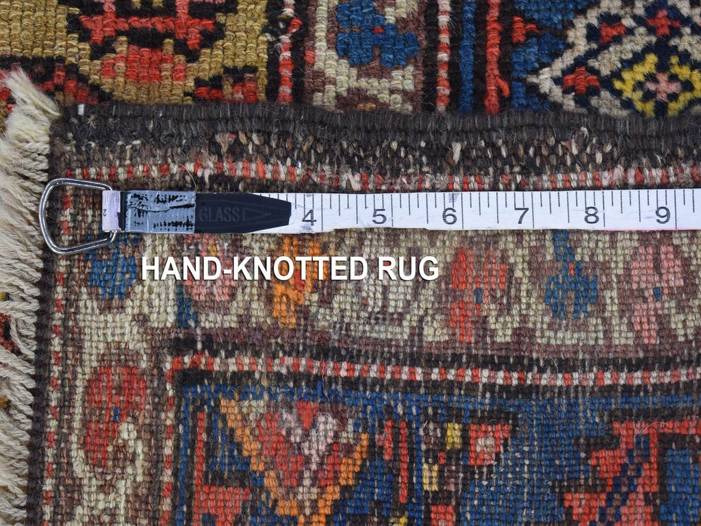 Vintage Hand Knotted Yellow Wool Runner Oriental Rug 4'0" x 10'3"