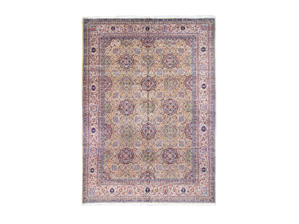 Vintage Hand Knotted Yellow Wool Rectangle Oriental Rug 11'5" x 15'9"