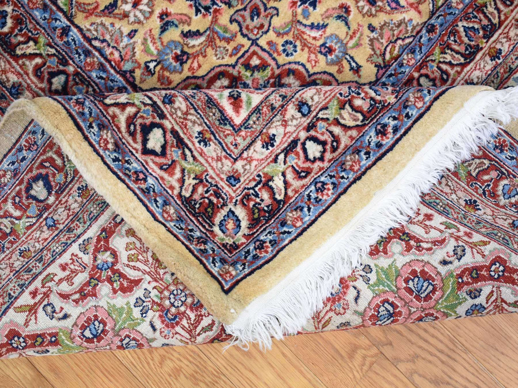 Vintage Hand Knotted Yellow Wool Rectangle Oriental Rug 11'5" x 15'9"