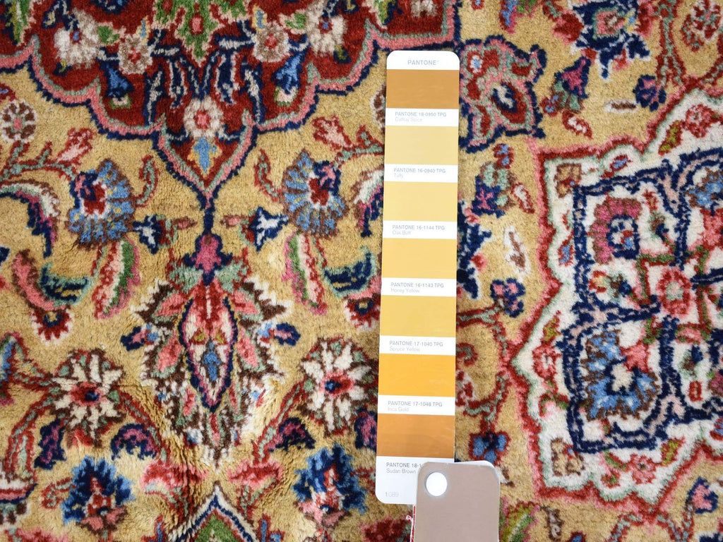 Vintage Hand Knotted Yellow Wool Rectangle Oriental Rug 11'5" x 15'9"