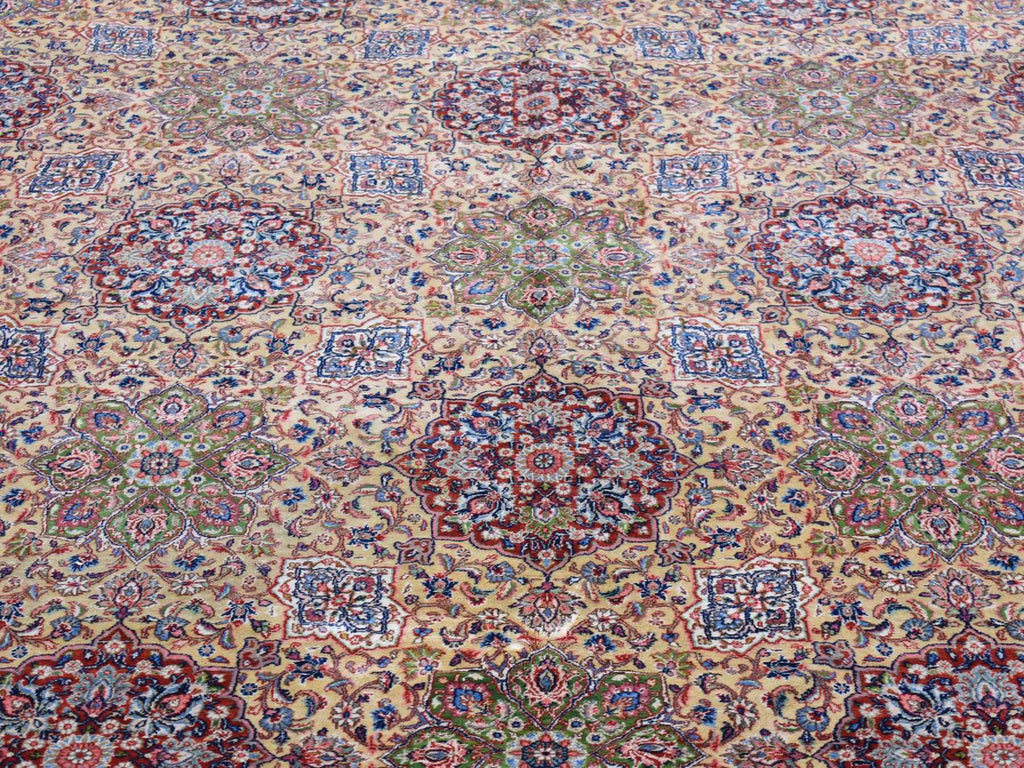 Vintage Hand Knotted Yellow Wool Rectangle Oriental Rug 11'5" x 15'9"