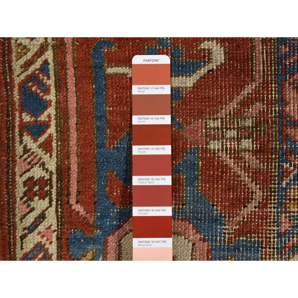 Vintage Hand Knotted Red Wool Square Oriental Rug 5'0" x 5'2"