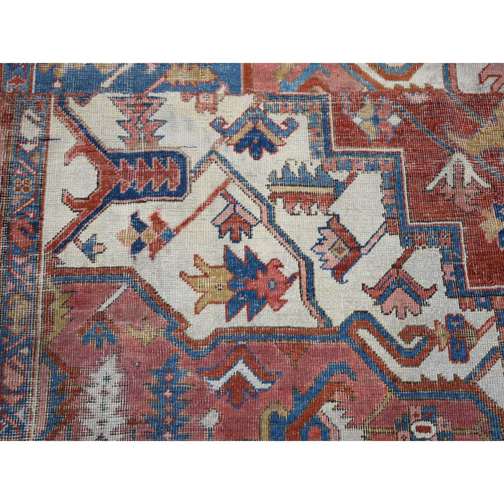 Vintage Hand Knotted Red Wool Square Oriental Rug 5'0" x 5'2"
