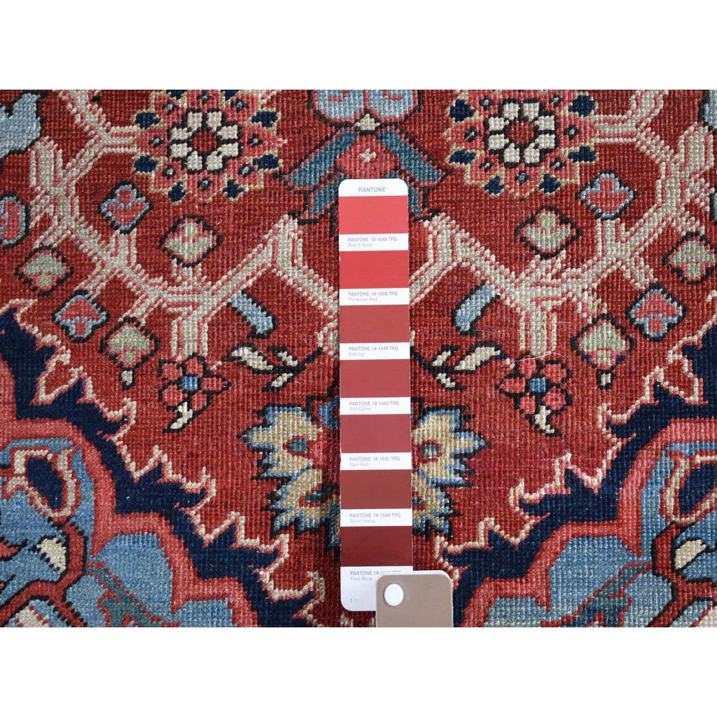 Vintage Hand Knotted Red Wool Rectangle Oriental Rug 4'9" x 5'9"