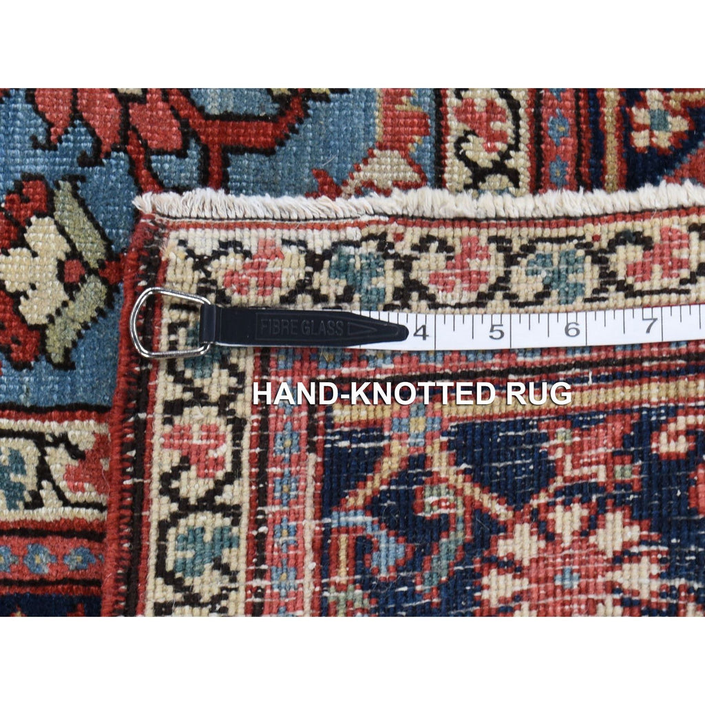 Vintage Hand Knotted Red Wool Rectangle Oriental Rug 4'9" x 5'9"