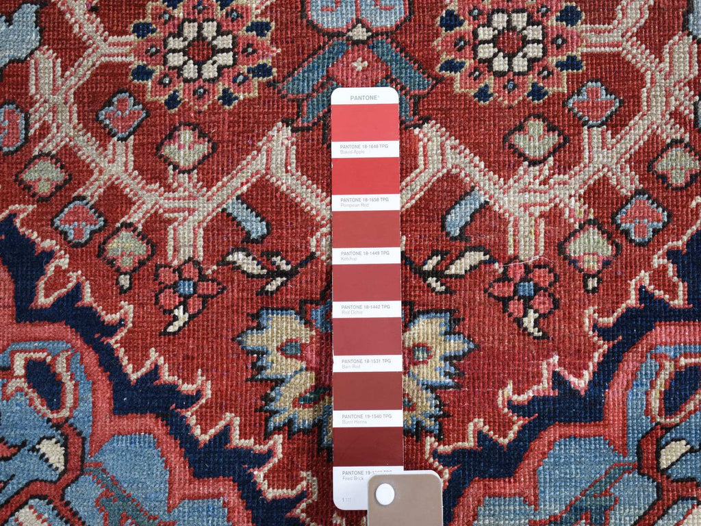 Vintage Hand Knotted Red Wool Rectangle Oriental Rug 4'9" x 5'9"