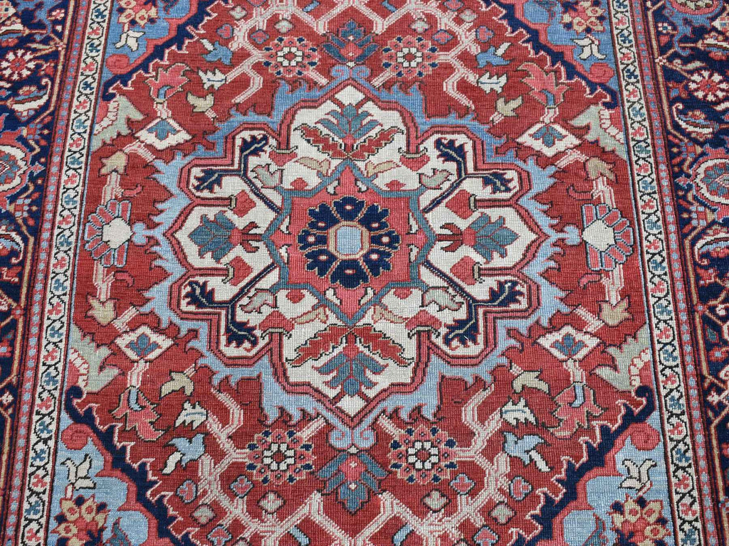 Vintage Hand Knotted Red Wool Rectangle Oriental Rug 4'9" x 5'9"