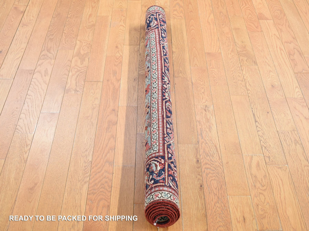 Vintage Hand Knotted Red Wool Rectangle Oriental Rug 4'9" x 5'9"