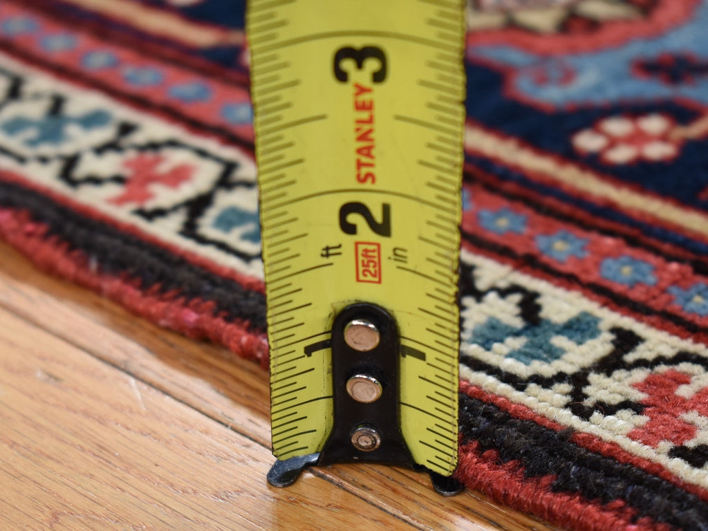 Vintage Hand Knotted Red Wool Rectangle Oriental Rug 4'9" x 5'9"