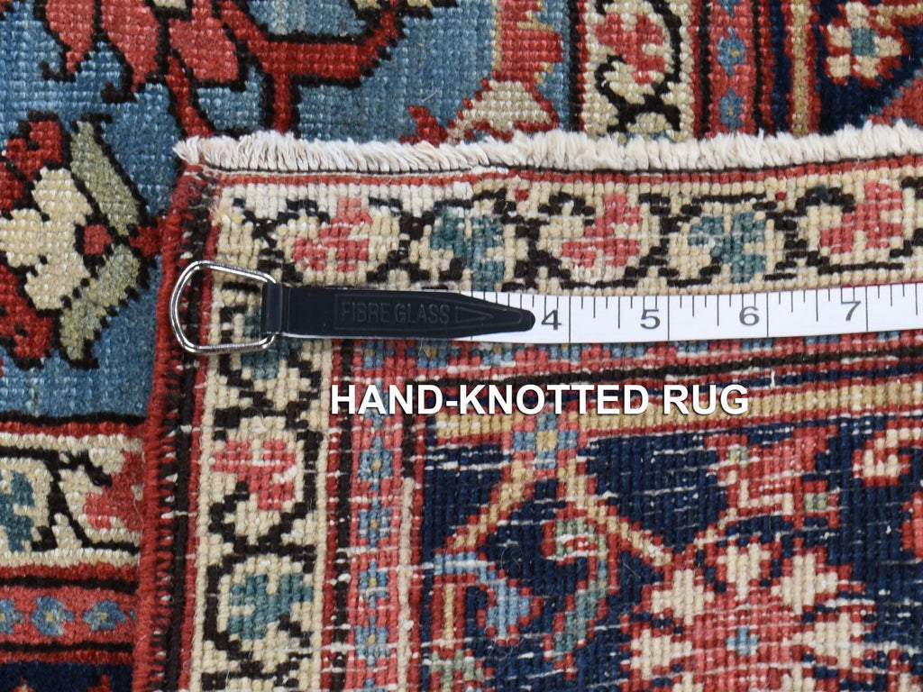 Vintage Hand Knotted Red Wool Rectangle Oriental Rug 4'9" x 5'9"