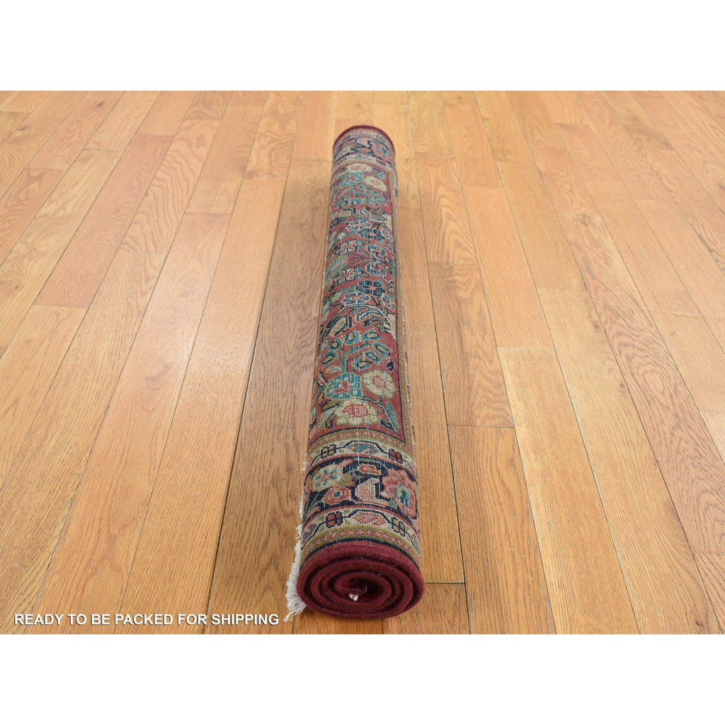 Vintage Hand Knotted Red Wool Rectangle Oriental Rug 3'0" x 3'0"