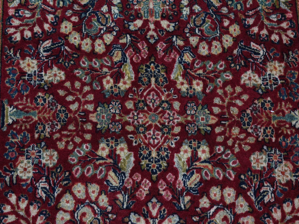 Vintage Hand Knotted Red Wool Rectangle Oriental Rug 3'0" x 3'0"