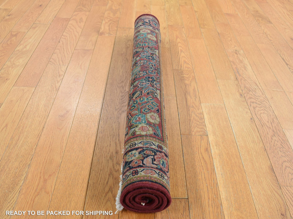 Vintage Hand Knotted Red Wool Rectangle Oriental Rug 3'0" x 3'0"