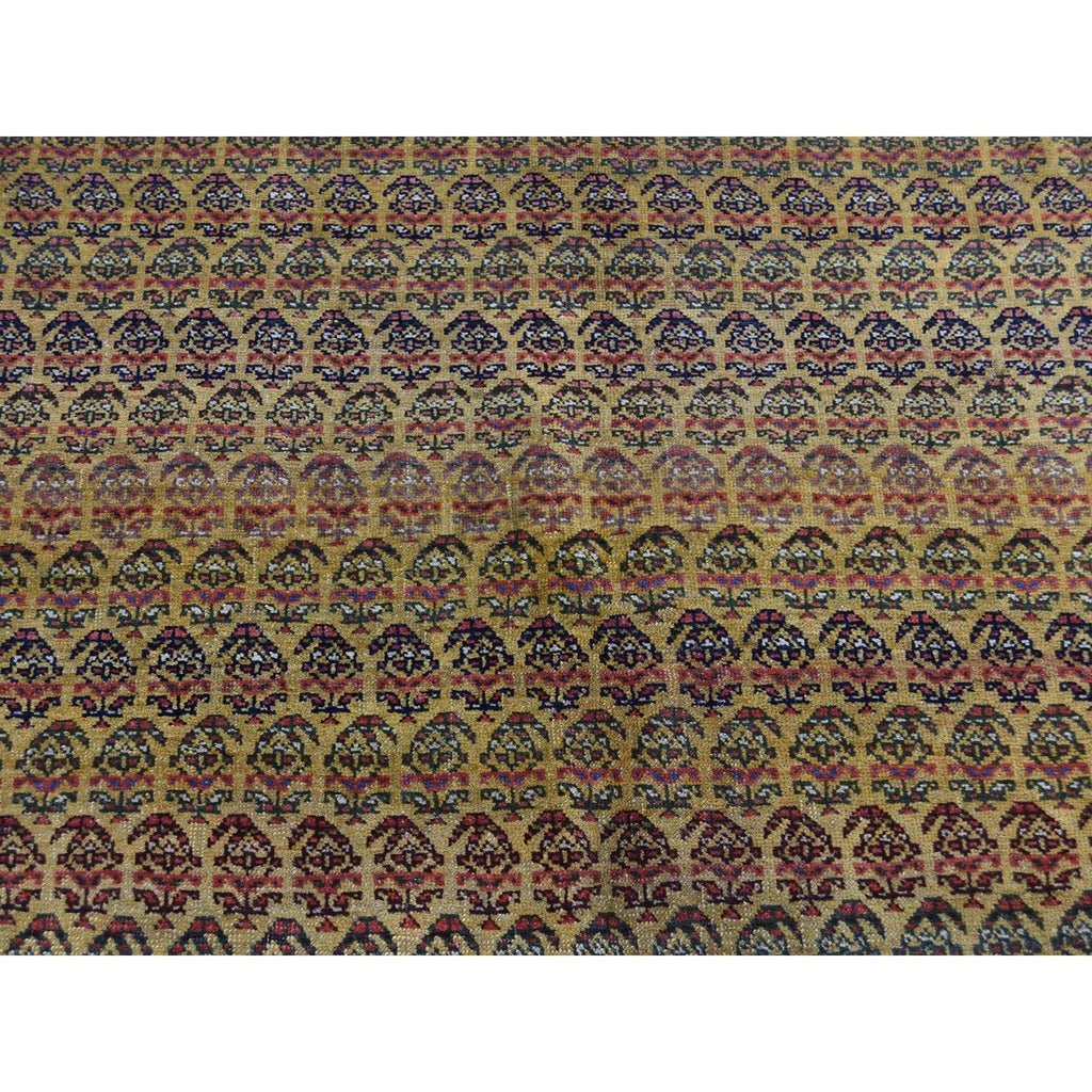Vintage Hand Knotted Yellow Wool Runner Oriental Rug 5'1" x 9'10"