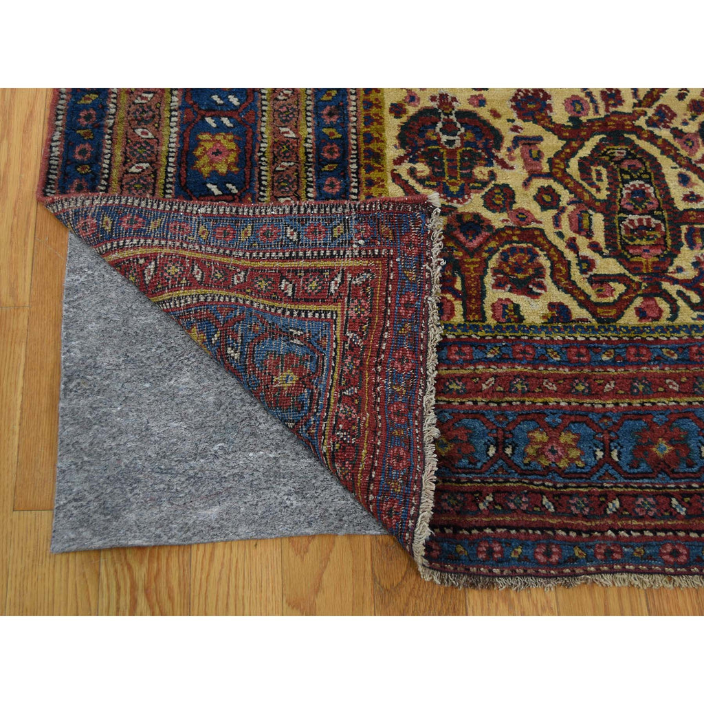 Vintage Hand Knotted Yellow Wool Runner Oriental Rug 7'2" x 20'1"