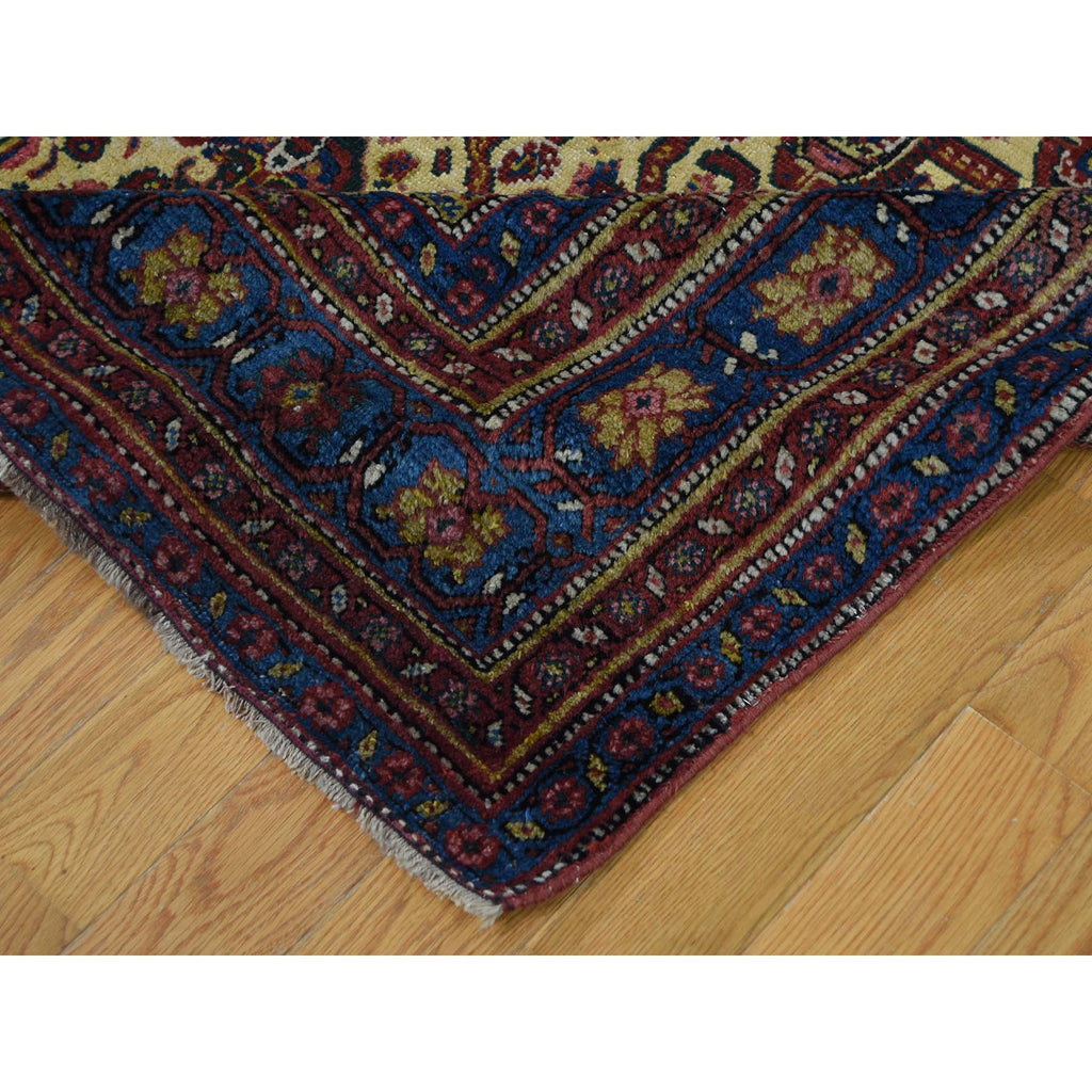 Vintage Hand Knotted Yellow Wool Runner Oriental Rug 7'2" x 20'1"