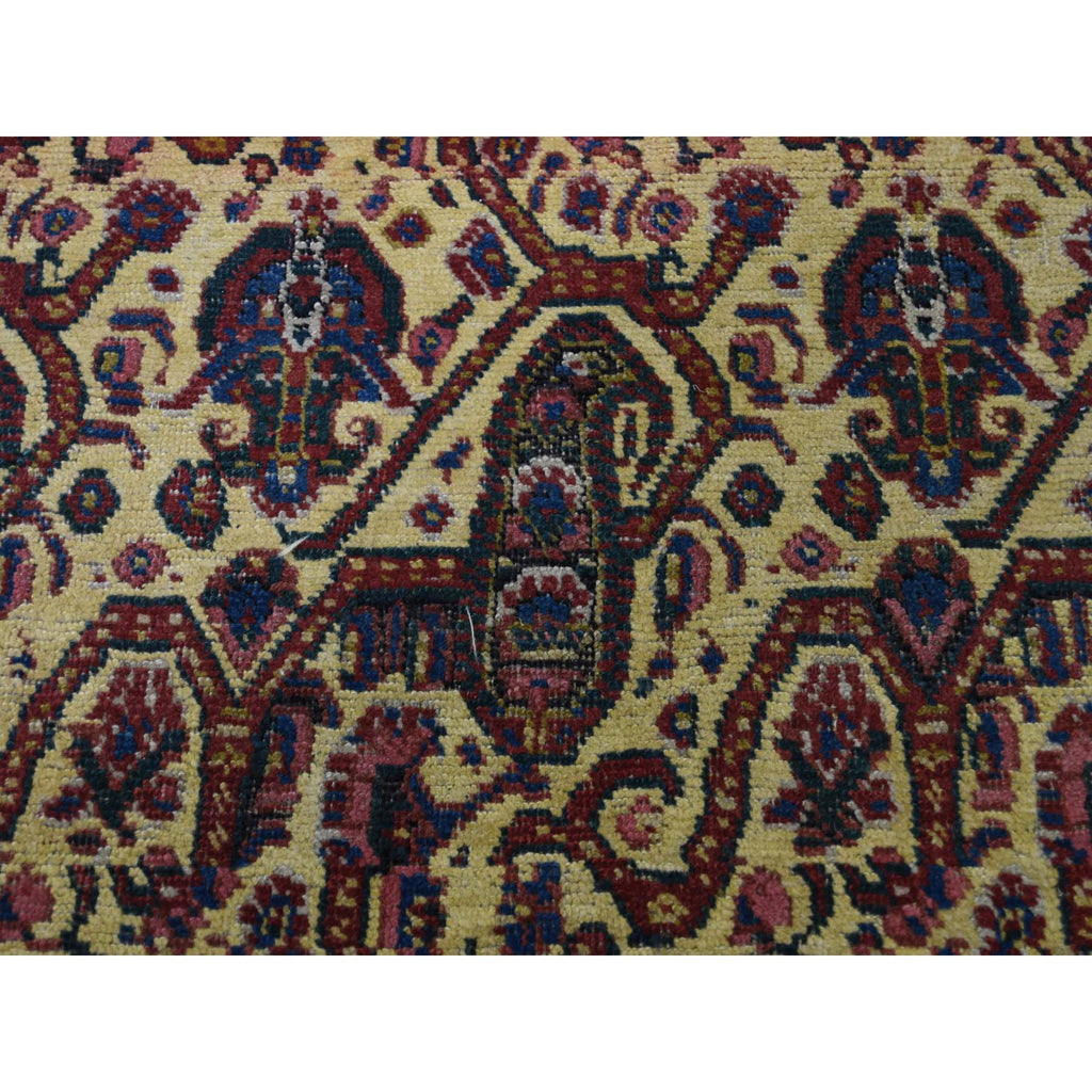 Vintage Hand Knotted Yellow Wool Runner Oriental Rug 7'2" x 20'1"
