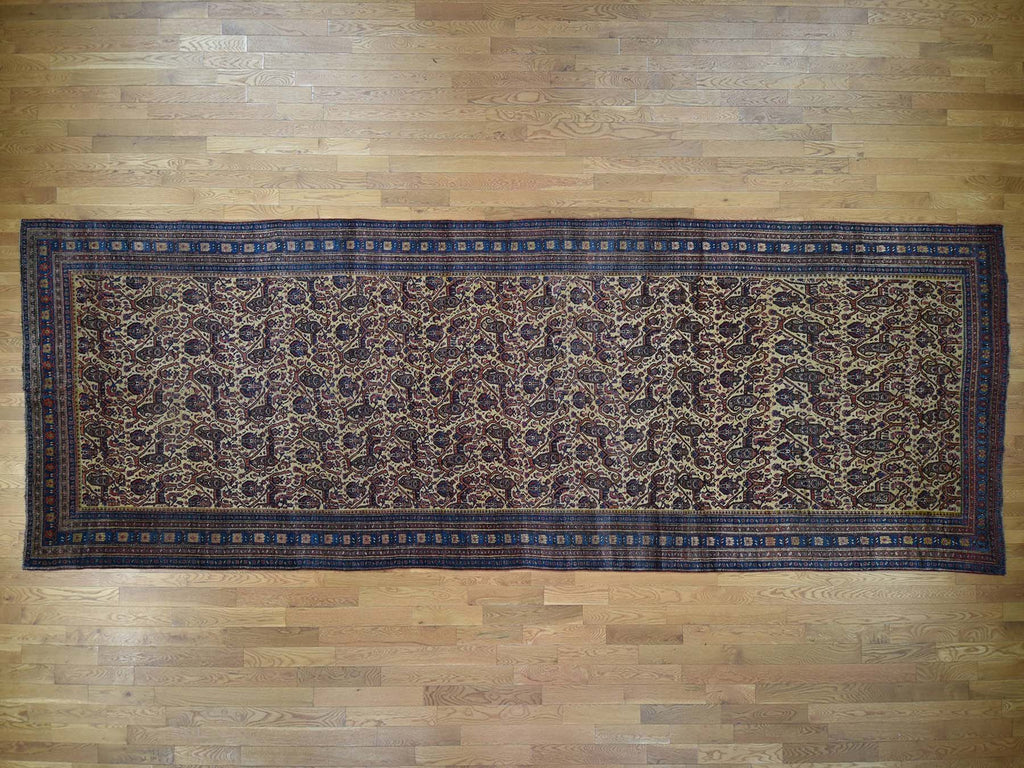 Vintage Hand Knotted Yellow Wool Runner Oriental Rug 7'2" x 20'1"