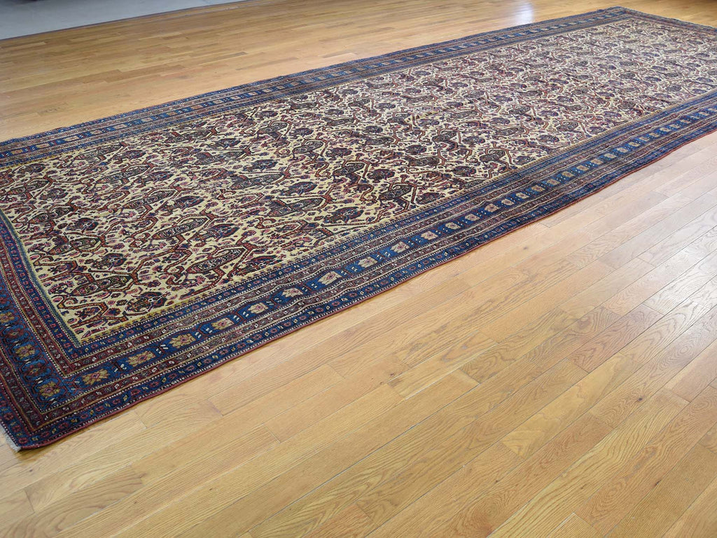 Vintage Hand Knotted Yellow Wool Runner Oriental Rug 7'2" x 20'1"