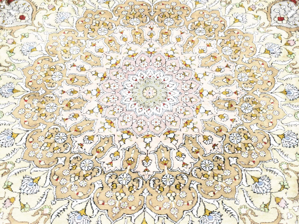 New Hand Knotted Red Silk & Cotton Blend Rectangle Oriental Rug