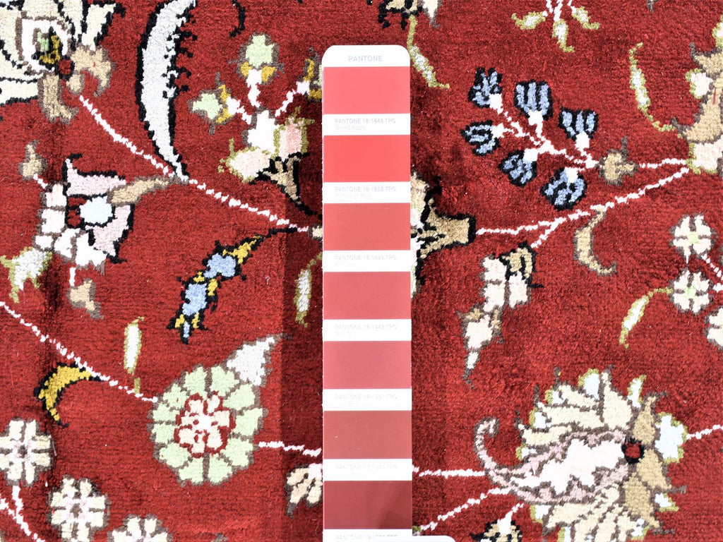 New Hand Knotted Red Silk & Cotton Blend Rectangle Oriental Rug