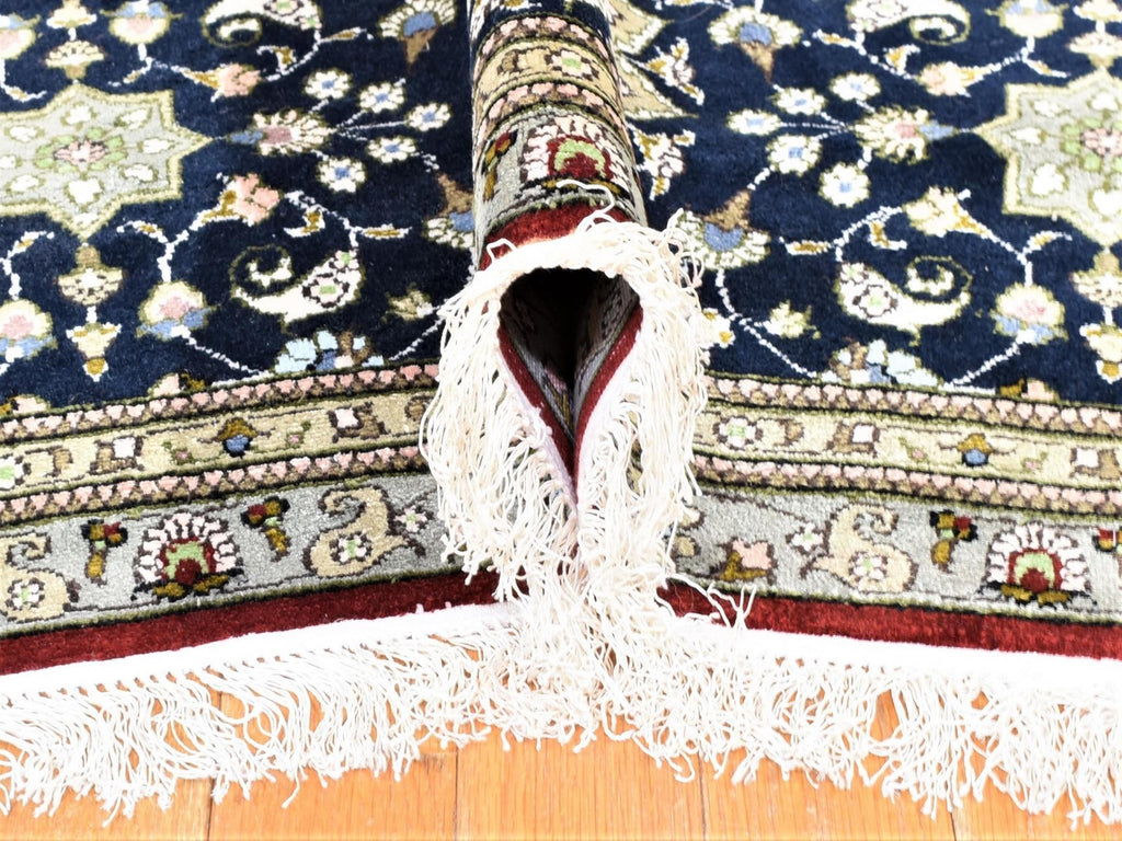 New Hand Knotted Red Silk & Cotton Blend Rectangle Oriental Rug