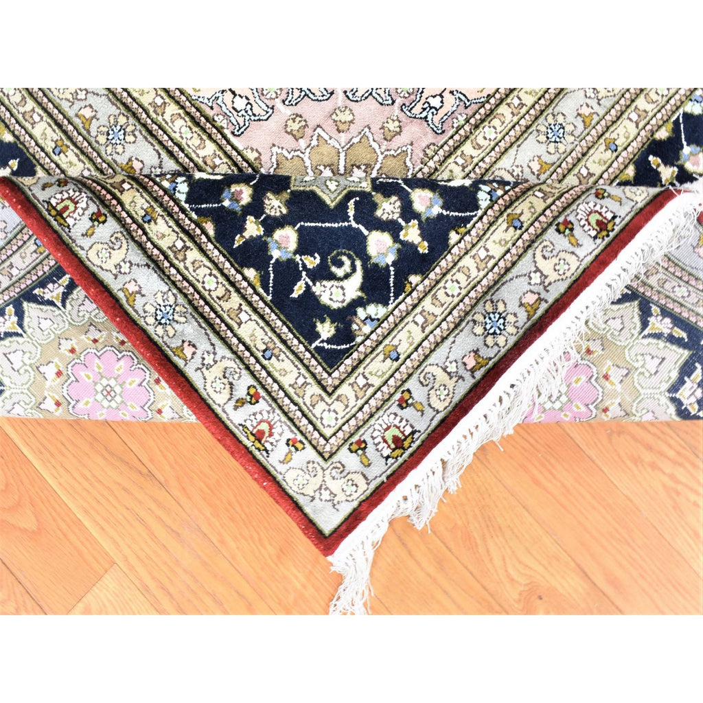 New Hand Knotted Red Silk & Cotton Blend Rectangle Oriental Rug